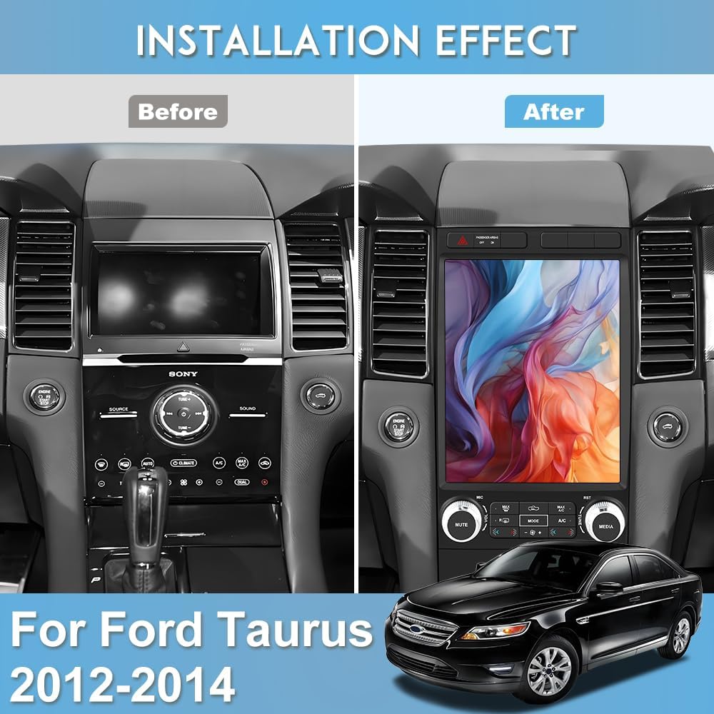 Car Radio Stereo for Ford Taurus 2012-2014, 12.1 Inch Touch Screen Head Unit 4G RAM 64G ROM Bulit in Wireless CarPlay Android Auto Bluetooth/GPS/WiFi/SWC/FM