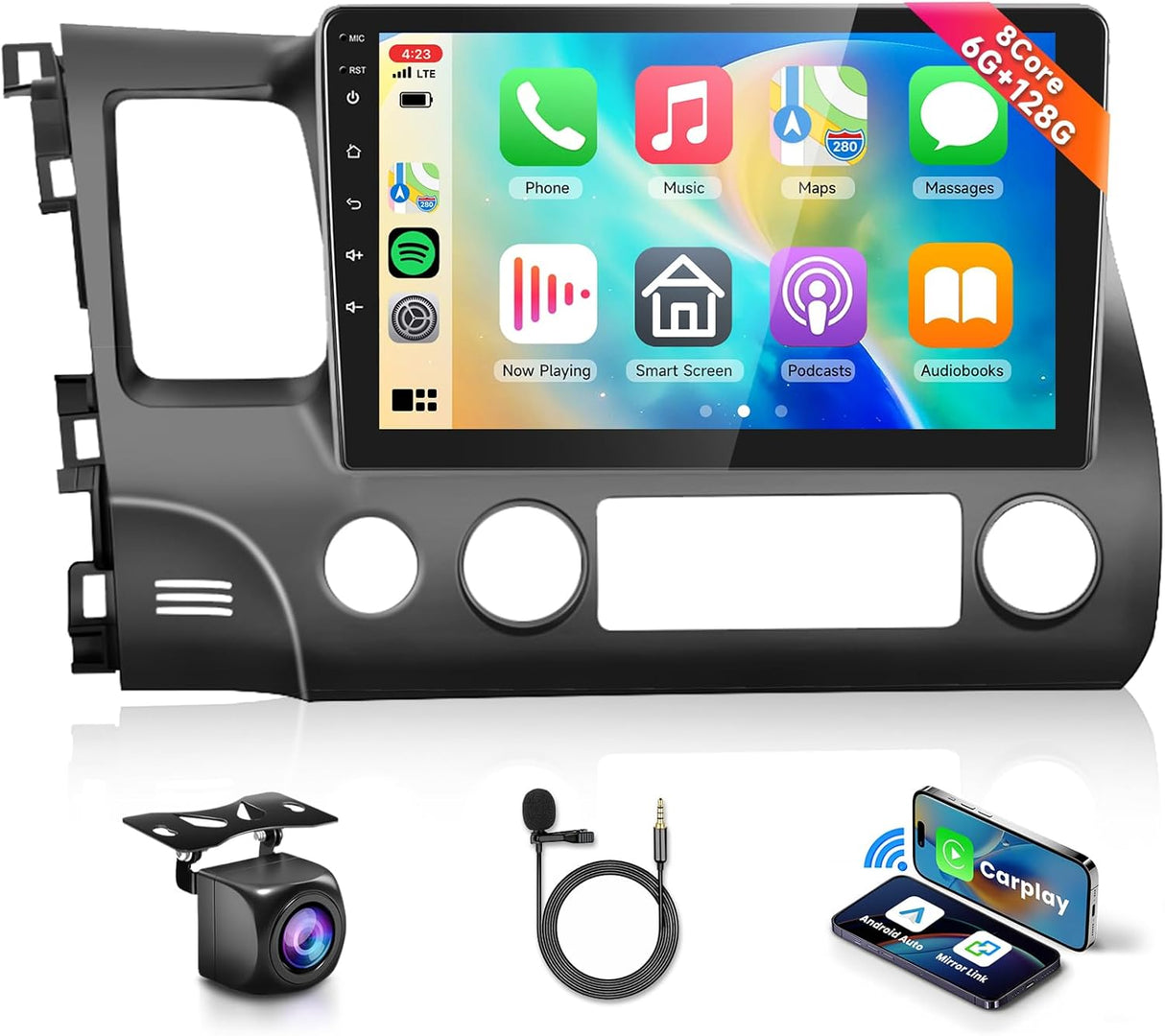 Car Stereo Radio for Honda Civic 2004-2011 with Wireless CarPlay Android Auto