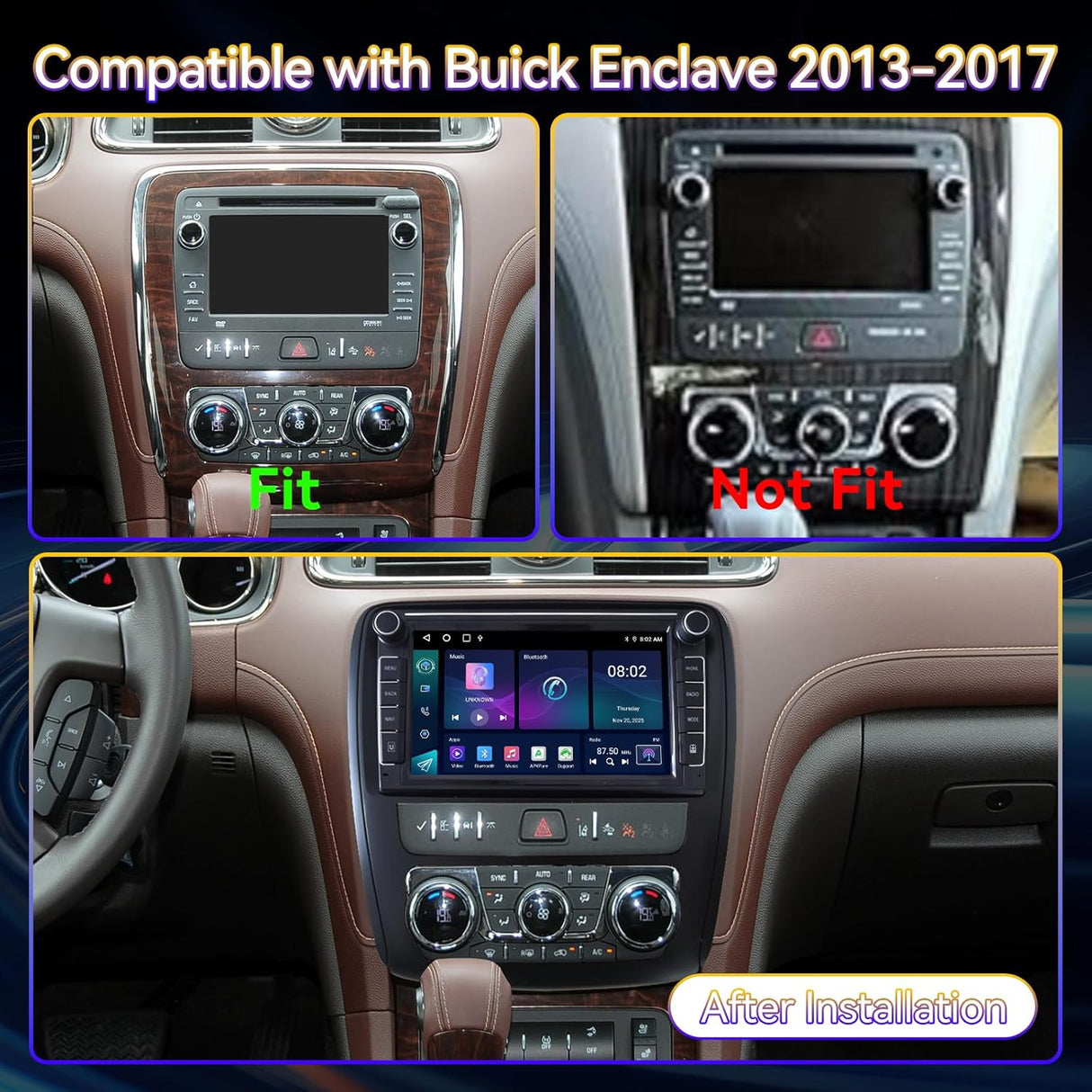 Android 14 Car Stereo Radio Head Unit Compatible with Buick Enclave 2013-2017 Carplay&Android Auto Touch Screen with GPS Bluetooth FM WiFi Back Camera 2+64G