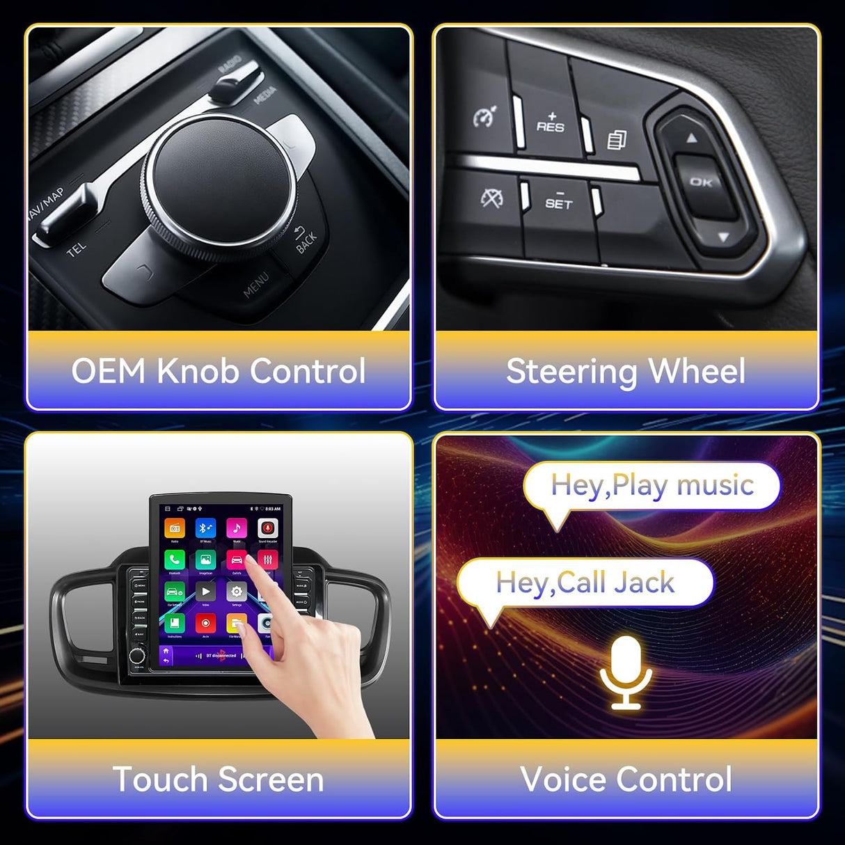 Android 14 Car Stereo Radio Head Unit Compatible with Kia Sorento 2016 2017 2018 2019 2020 9.7" Touch Screen Audio Receiver with CarPlay & Android Auto GPS WiFi Buletooth Back Camera FM GPS 2+64G