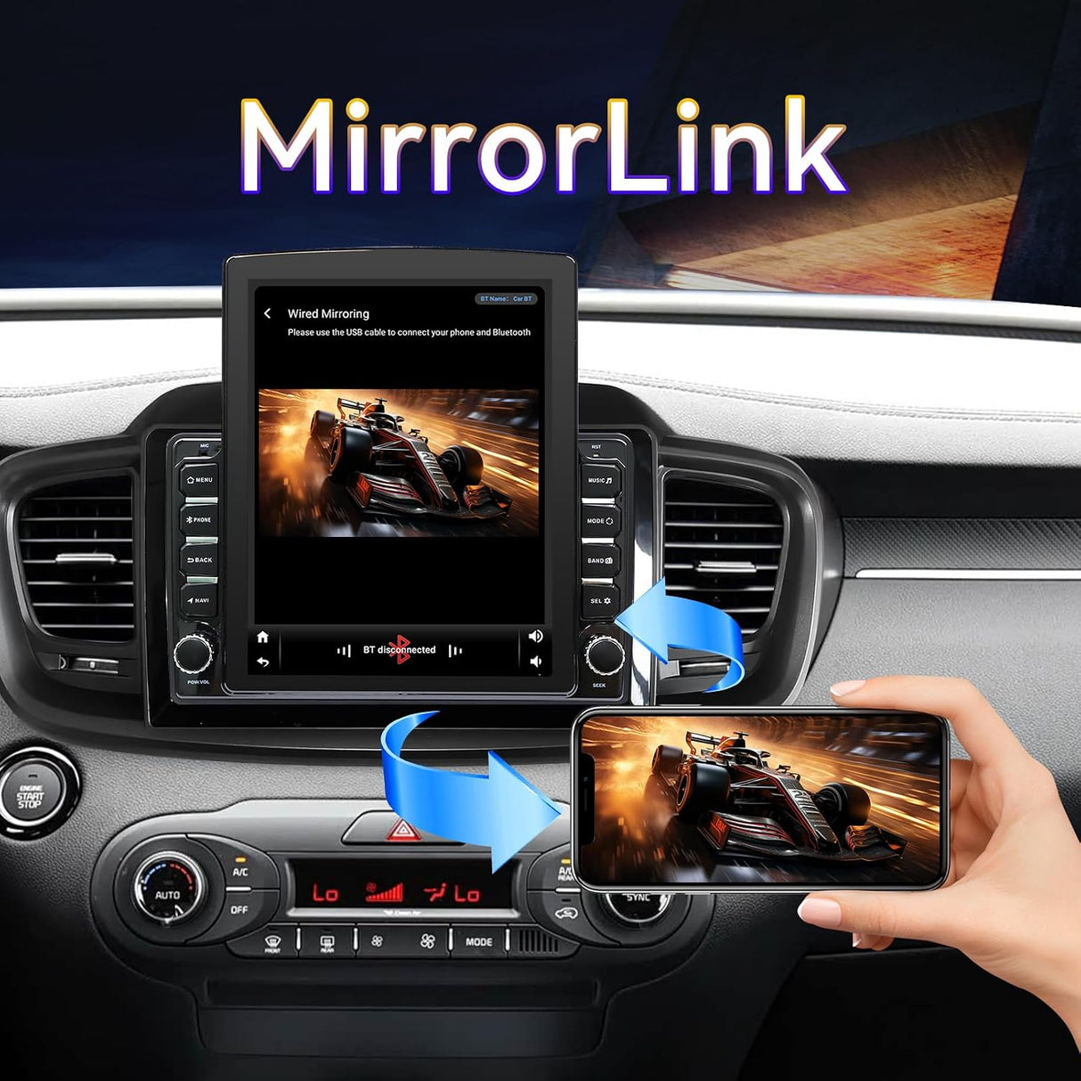 Android 14 Car Stereo Radio Head Unit Compatible with Kia Sorento 2016 2017 2018 2019 2020 9.7" Touch Screen Audio Receiver with CarPlay & Android Auto GPS WiFi Buletooth Back Camera FM GPS 2+64G