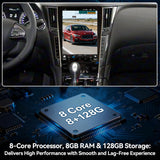 8core 8+128G Car Stereo Radio Compatible with Infiniti Q50 2015 2016 2017 2018 2019 12.1" Touch Screen Wireless CarPlay & Android Auto DSP 4G LTE 5G WiFi BT GPS Navigation Bluetooth