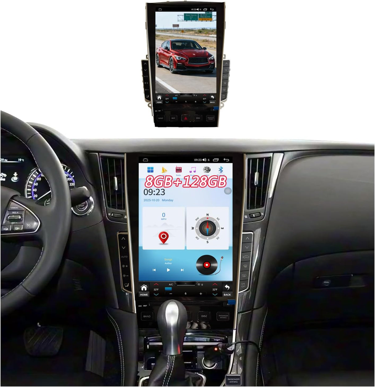 8core 8+128G Car Stereo Radio Compatible with Infiniti Q50 2015 2016 2017 2018 2019 12.1" Touch Screen Wireless CarPlay & Android Auto DSP 4G LTE 5G WiFi BT GPS Navigation Bluetooth
