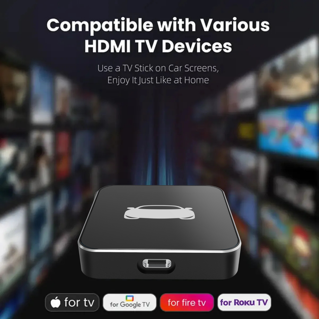 Fbinse Car TV Adapter Pro- HDMI Multimedia & Wireless CarPlay Adapter Supports TV Sticks, Game Consoles for Cars with Factory wired CarPlay