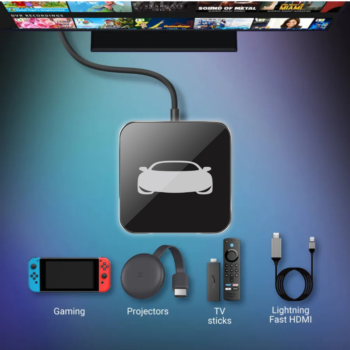Fbinse Car TV Adapter Pro- HDMI Multimedia & Wireless CarPlay Adapter Supports TV Sticks, Game Consoles for Cars with Factory wired CarPlay