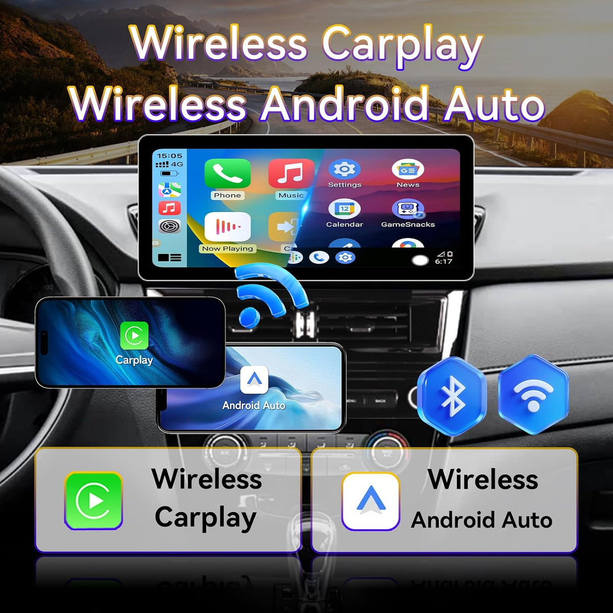 12.3" Android 13 Car Stereo Radio with Android Auto Wireless Carplay Compatible with Nissan Rogue 2014-2020 8core 4+64G Upgrade 2K Touchscreen Bluetooth WiFi GPS DSP AM FM Head Unit