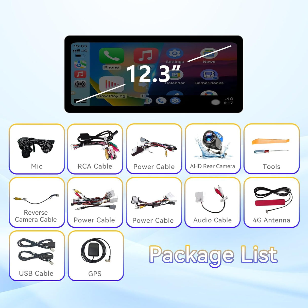 12.3" Android 13 Car Stereo Radio with Android Auto Wireless Carplay Compatible with Nissan Rogue 2014-2020 8core 4+64G Upgrade 2K Touchscreen Bluetooth WiFi GPS DSP AM FM Head Unit