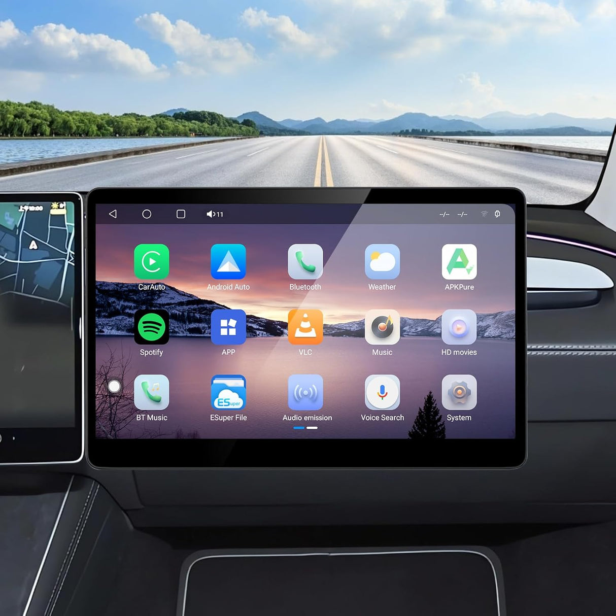 15.6" Co-Pilot Screen with Wireless CarPlay/Android Auto for Tesla Model 3 2019-2022 & Model Y 2021-2024