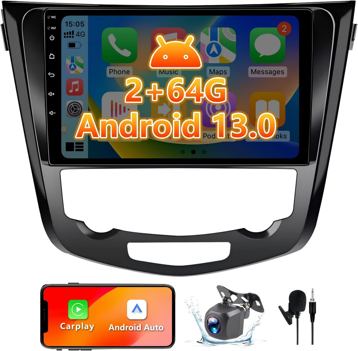 Android 13 Car Stereo for 2014-2018 Nissan X-Trail Qashqai Rogue Support Wireless CarPlay & Android Auto