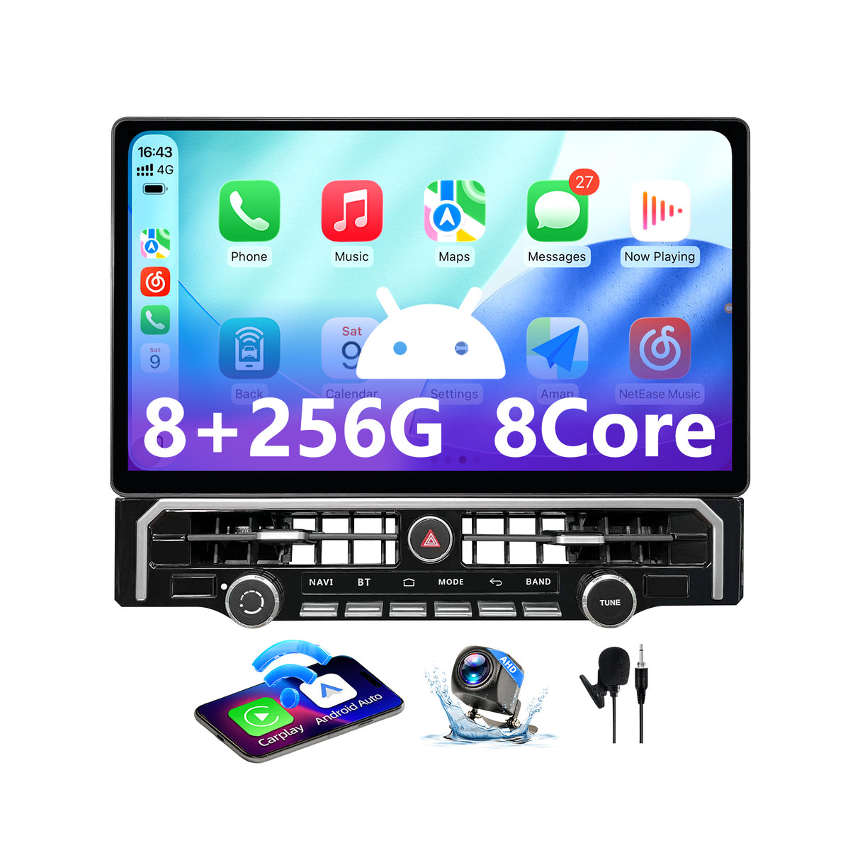 15.6 Inch Car Radio Upgrade Stereo Compatible with Toyota 4Runner 2010-2023, Android 13 System 8+256GB Large Touchscreen Car Head Unit with Wireless CarPlay & Android Auto/SWC/GPS Navigation