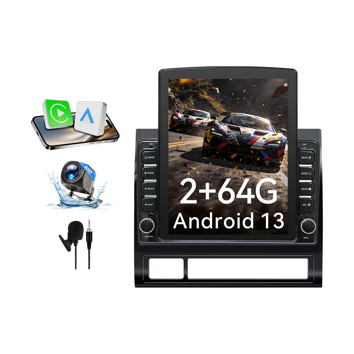 Car Stereo for Toyota Tacoma 2005-2015 Upgrade Wireless CarPlay & Android Auto AHD Backup Camera GPS SWC FM WiFi Bluetooth