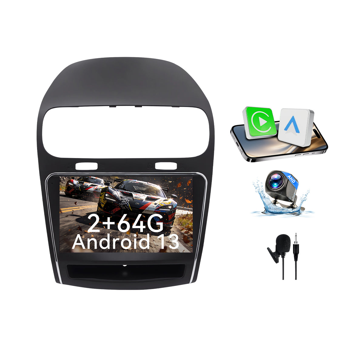 Car Radio for Dodge Journey 2011-2020, 9 Inch Touchscreen Stereo Support Carplay & Android Auto Bluetooth/Voice Control/GPS/WiFi/Back-up Camera/SWC/FM