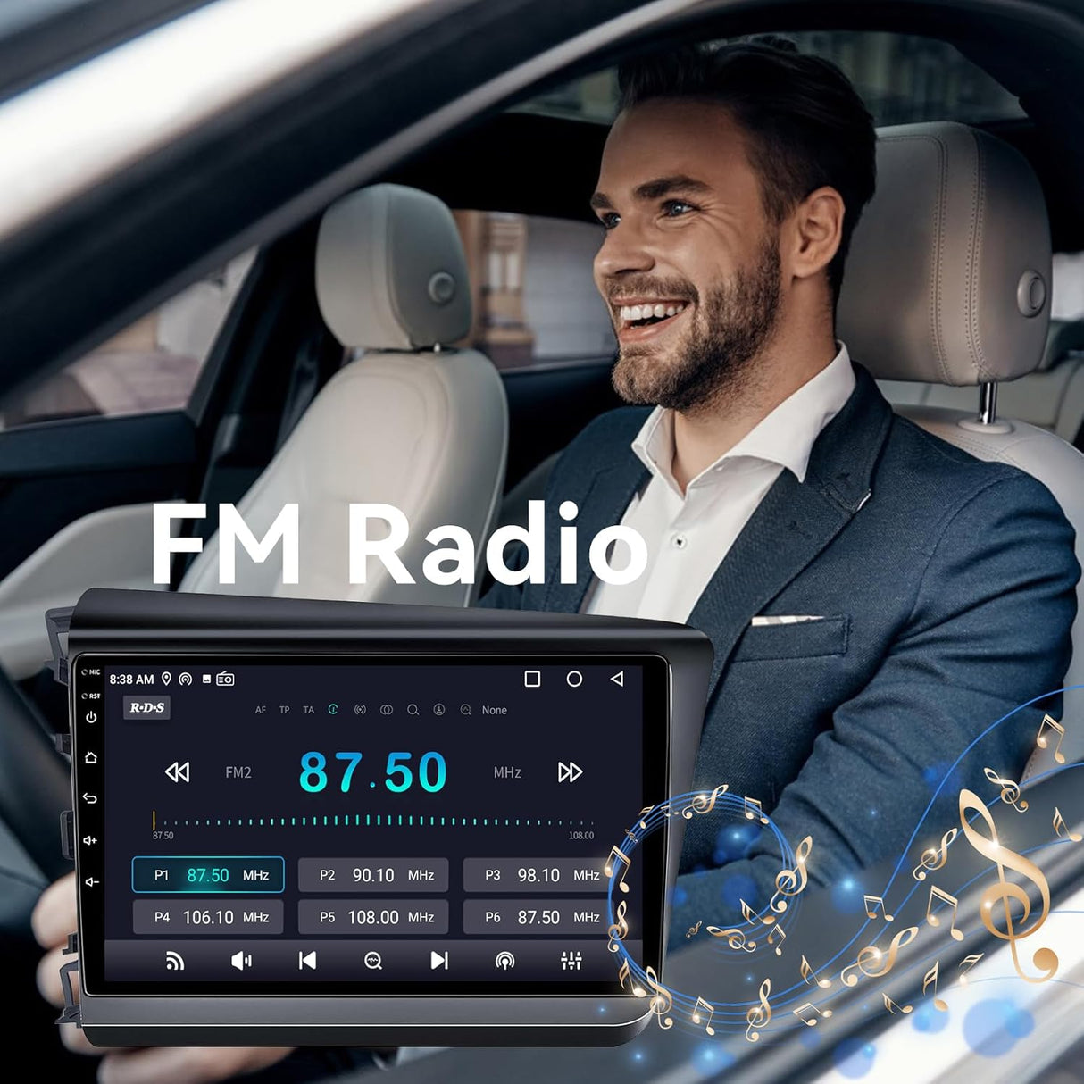 Android 13 Car Radio Compatible with Honda Civic 2012 2013 2014 2015, 9 Inch Car Radio Head Unit Touch Screen, Wireless CarPlay, Android Auto, WiFi, Backup Camera ﻿﻿