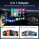 Teeran 2 in 1 Wireless CarPlay and Android Auto Adapter, Easy Setup Plug and Play, Fast Seamless Use Supports lots of Cars with Built-in Wired Car Play/Android Auto Compact Sleek Design Car Adapter