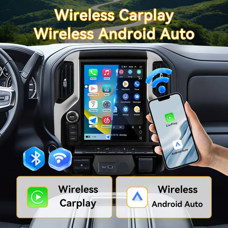 Car Radio 12.1" Qualcomm 8-core Android 13 (Only Original 8 inch with Bose) for Chevy Silverado 2019-2021 with Dual Bluetooth CarPlay Android Auto GPS FM AM DSP Gyroscope Function