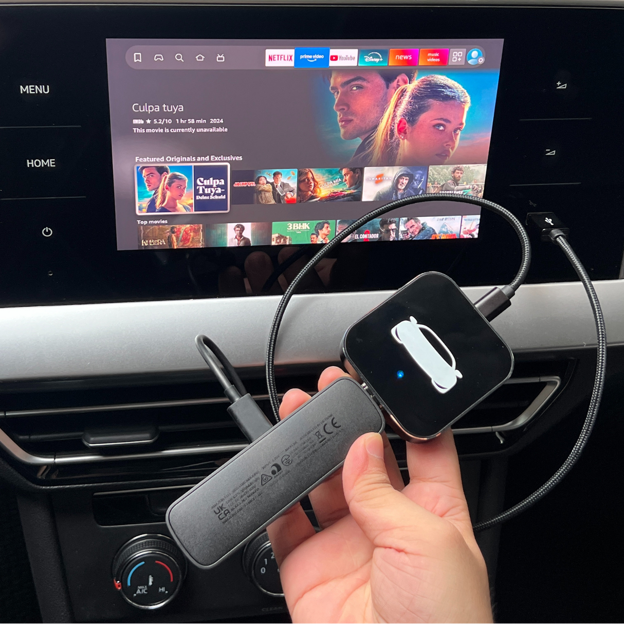 Fbinse Car TV Adapter Pro- HDMI Multimedia & Wireless CarPlay Adapter Supports TV Sticks, Game Consoles for Cars with Factory wired CarPlay