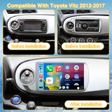 Android Car Stereo for Toyota Yaris 2012-2017 with Wireless CarPlay, Android Auto, Mirror LinkAHD Backup Camera GPS SWC FM WiFi Bluetooth