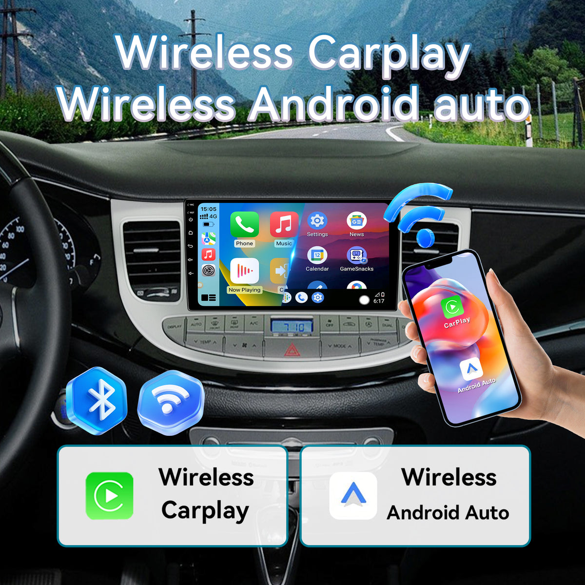 Car Stereo for Hyundai Genesis  2008-2014 Radio Upgrade, 9 Inch Touch Screen Radio Android 13 Car Radio with Wireless Carplay Android Auto Bluetooth GPS AHD Backup Camera WiFi