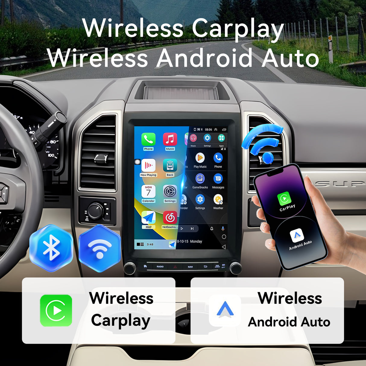 12.1 inch Android 13 Car Radio for Ford expedition F350 2013-2017, Upgrade Head  Carplay Android Auto GPS Navigation,4G+64G, 8Core