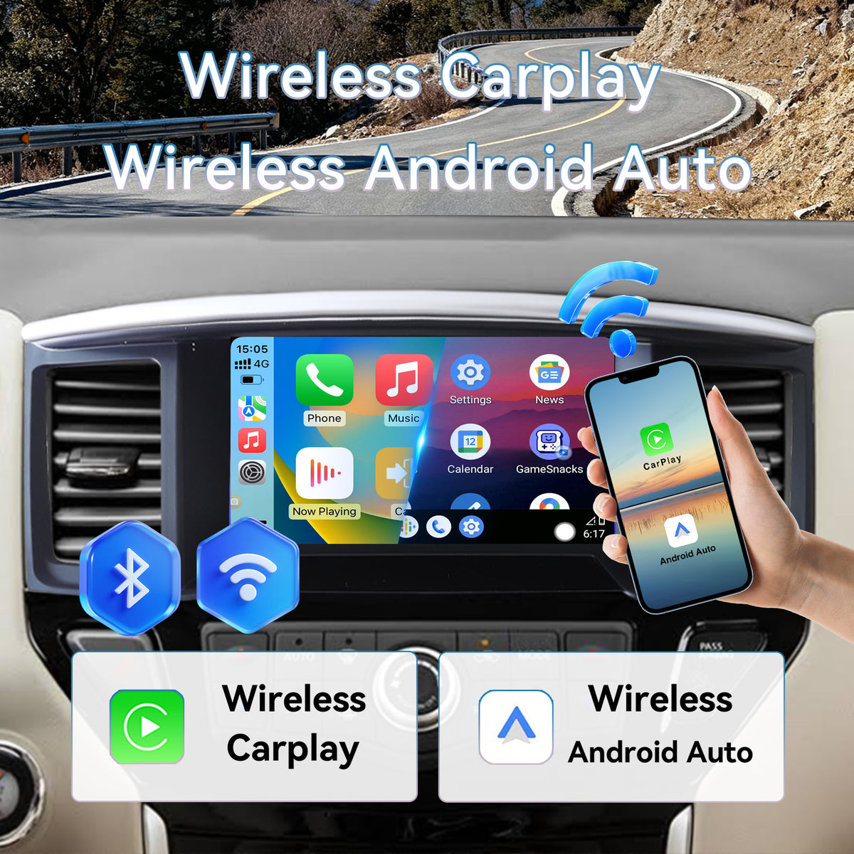 Car Stereo Upgrade Radio Compatible with Nissan Pathfinder 2012-2020 Wireless CarPlay Android Auto Head Unit GPS Navigation Bluetooth WiFi FM