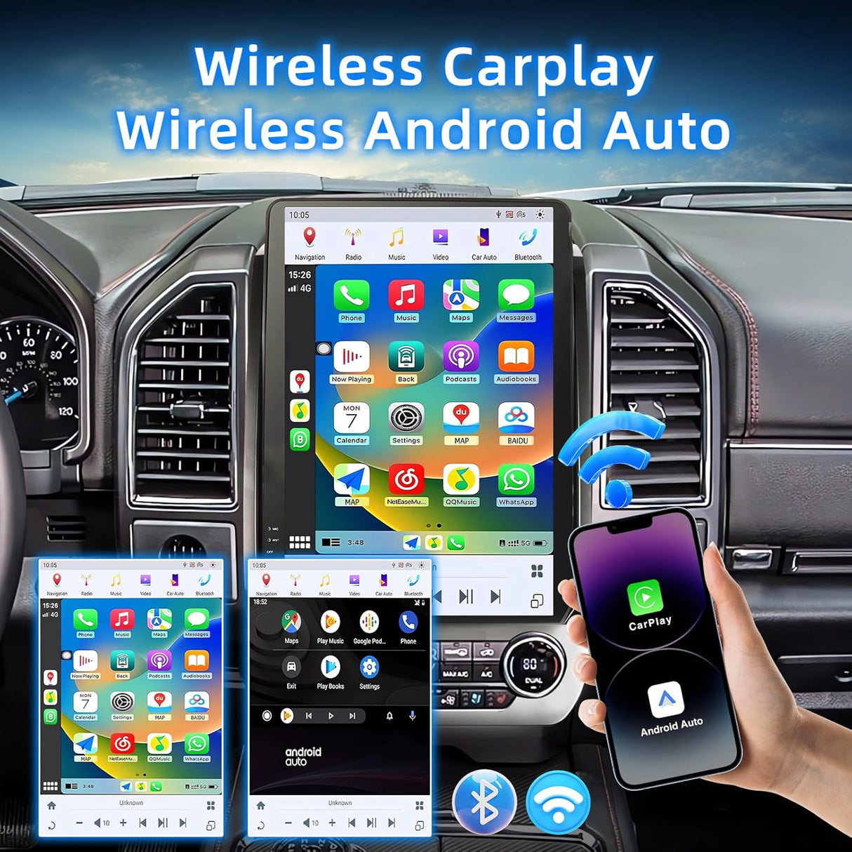 14.4 inch Android 13 Car Stereo for Ford Expedition 2018-2023 Supports CarPlay/Android Auto Retain OEM Sync3 & AC