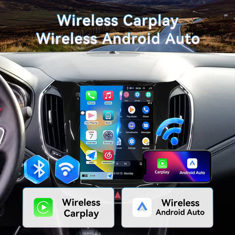 2GB+64GB Car Stereo Radio Compatible with Chevrolet Chevy Cruze 2016-2018 with Wireless Carplay Andriod Auto, Android 13 Touchscreen Support Bluetooth, FM/GPS/Mirror Link/SWC/Backup Camera(9.7 Inch)