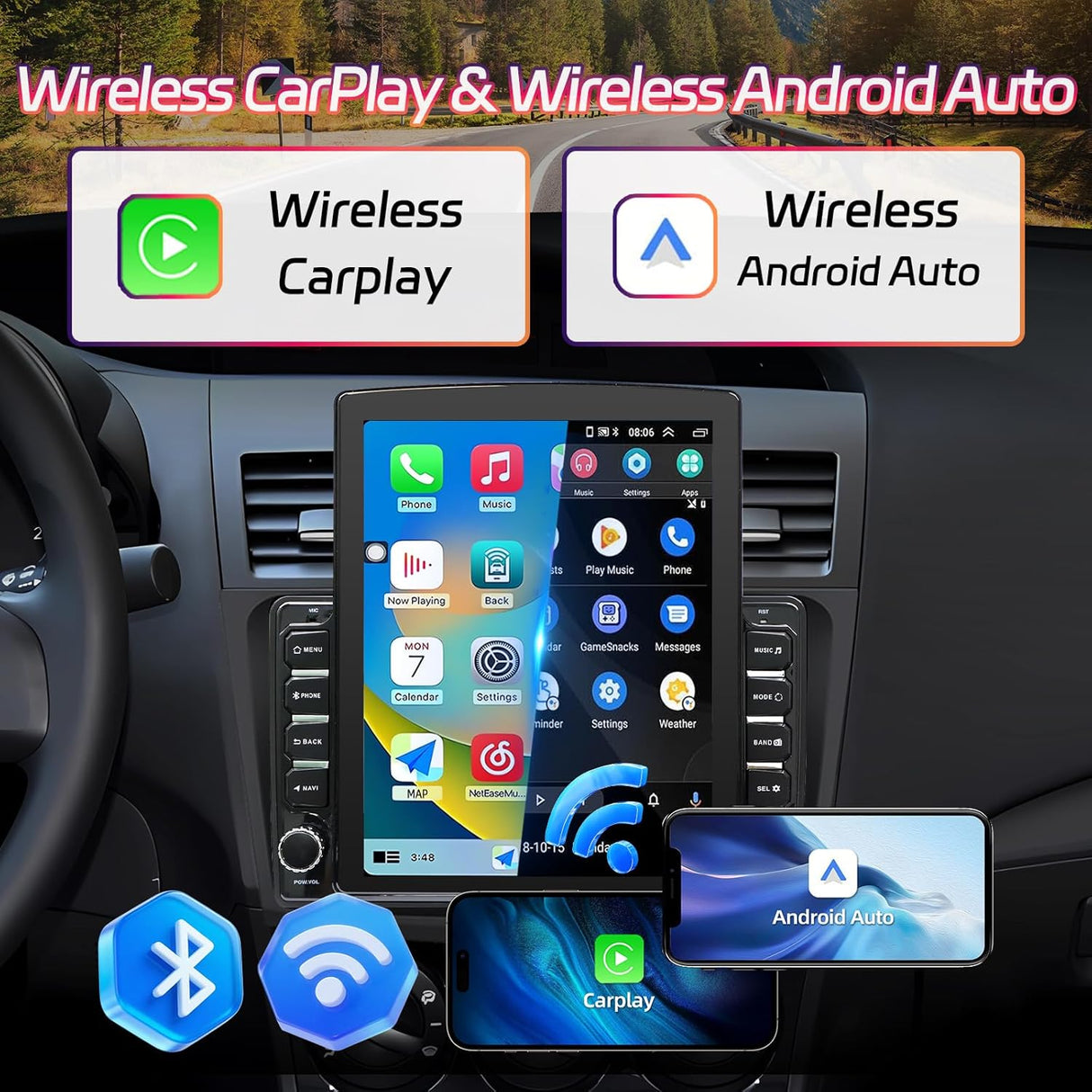 Android 13 Car Stereo for Mazda 3 2010-2013, 9.7 Inch Touch Screen with Wireless CarPlay & Android Auto, 2+64G, GPS, WiFi, BT, FM/RDS, 1080P Backup Camera, Mirror Link (with canbus)