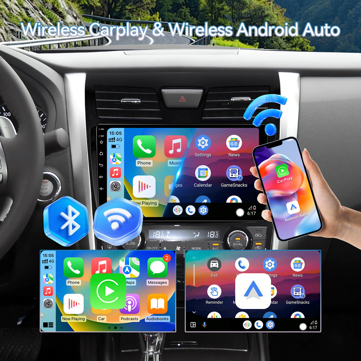 10.1 inches Android 13  Car Stereo for Nissan Altima 2013-2015 IPS Touchscreen Screen Car Radio with Carplay & Android Auto Support Backup Camera GPS FM