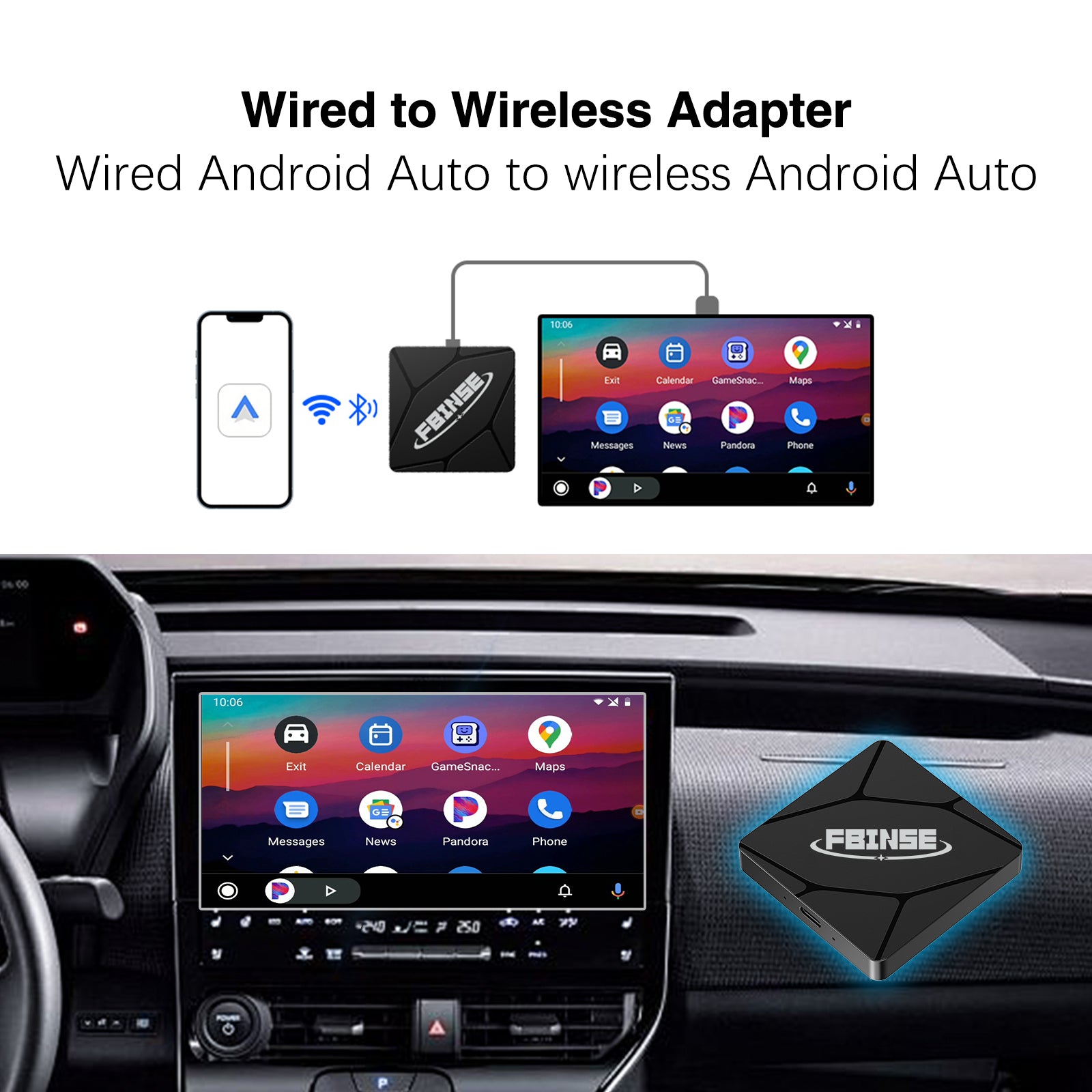 Wireless Android Auto Adapter for Vehicle with OEM Wired Android