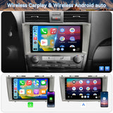 Car Radio Stereo for Toyota Camry (06-11) CarPlay & Android Auto Fast Boot,Mirroring, Anti-Glare QLED.FM/AM Tuner, Plug & Play Dash Kit Included.