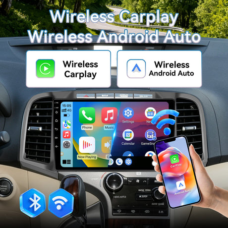 Car Stereo for Toyota Venza 2008-2016 [2+64G] Wireless Carplay/Android Auto,Android13 Car Stereo 9Inch Touch Screen GPS WiFi DSP Bluetooth FM/RDS Mirror Link SWC+AHD Backup Camera