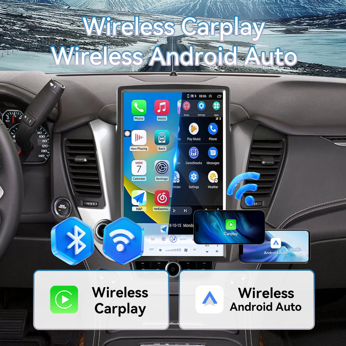 Qualcomm Android 13 Car Radio Stereo Compatible with Chevrolet Suburban Tahoe GMC Yukon 2014-2020 (OEM 8 Inches) 14.5" 2K IPS Touch Screen 8 Core 8G+128G Wireless CarPlay & Android Auto GPS 4G/WiFi