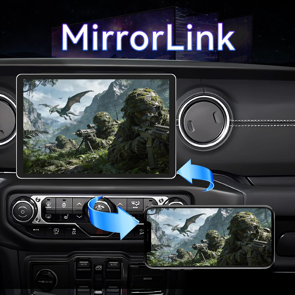 11.5 Inch Car Radio Stereo Compatible with Jeep Wrangler JL 2018-2023/Gladiator JT 2020 2021,4+64G Android Car Radio with CarPlay &Android Auto GPS Navigation SWC Backup Camera