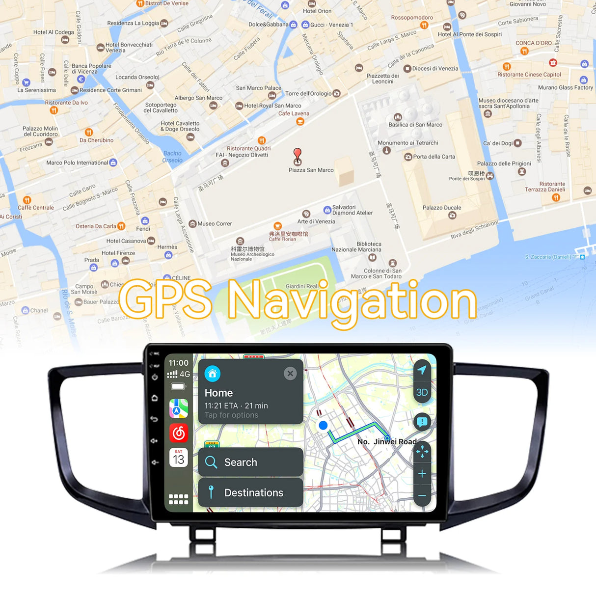 Car Radio for Honda Pilot 2016-2019 Stereo Update 10" Carplay & Android Auto Head Unit w/Custom Wallpaper Layout Touch Screen for Navigation,Music