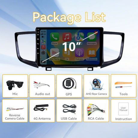 Car Radio for Honda Pilot 2016-2019 Stereo Update 10" Carplay & Android Auto Head Unit w/Custom Wallpaper Layout Touch Screen for Navigation,Music