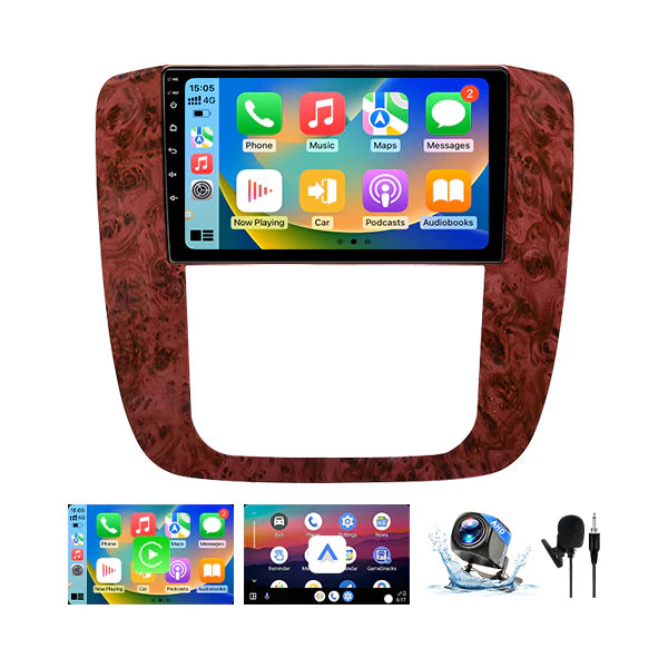 Car Radio for Chevy Silverado Tahoe Suburban GMC Yukon Sierra 2007-2013: 9" IPS Touch Screen Stereo Build-in GPS Wireless CarPlay/Wired Android Auto Backup Camera/DSP/SWC 5G WiFi FM