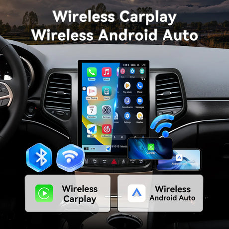 Car Radio for Grand Cherokee 2014-2021 8Core Head Unit 4GB+64GB with CarPlay/Android Auto Touch Screen with 1080P Backup Camera Stereo Upgrade with FM/AM, GPS, Bluetooth WiFi