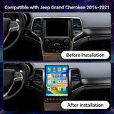 Car Radio for Grand Cherokee 2014-2021 8Core Head Unit 4GB+64GB with CarPlay/Android Auto Touch Screen with 1080P Backup Camera Stereo Upgrade with FM/AM, GPS, Bluetooth WiFi