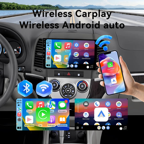 2+64G 9 inch Car Radio for Hyundai Santa Fe 2006-2012 | IPS Touch Screen Wireless Carplay Android Auto Bluetooth5.0 GPS Navigation FM RDS 5GHz WiFi Backup Camera