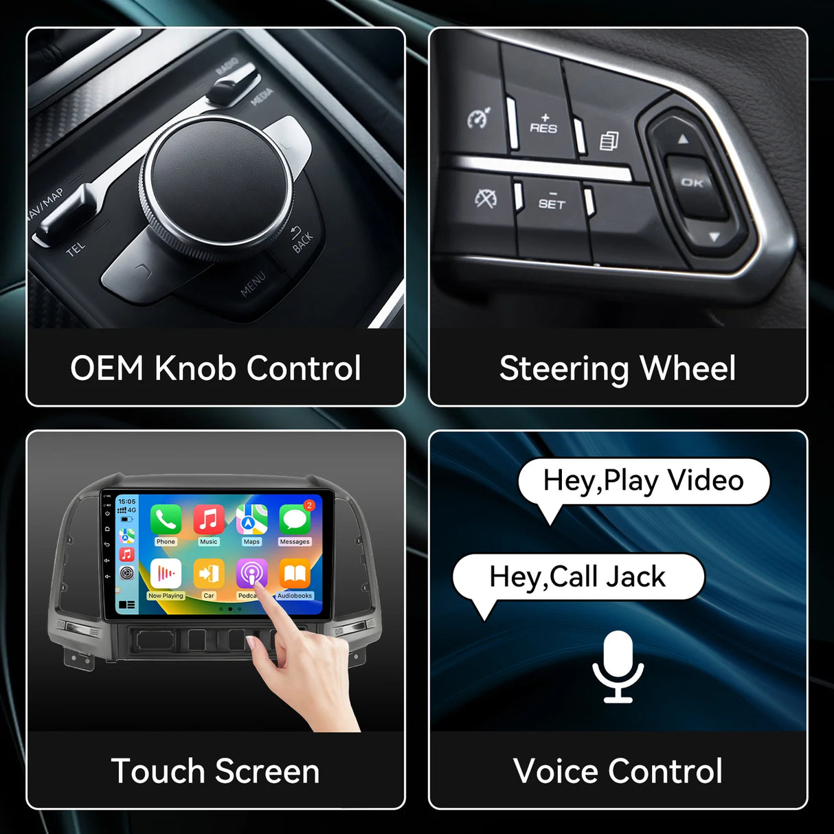 2+64G 9 inch Car Radio for Hyundai Santa Fe 2006-2012 | IPS Touch Screen Wireless Carplay Android Auto Bluetooth5.0 GPS Navigation FM RDS 5GHz WiFi Backup Camera
