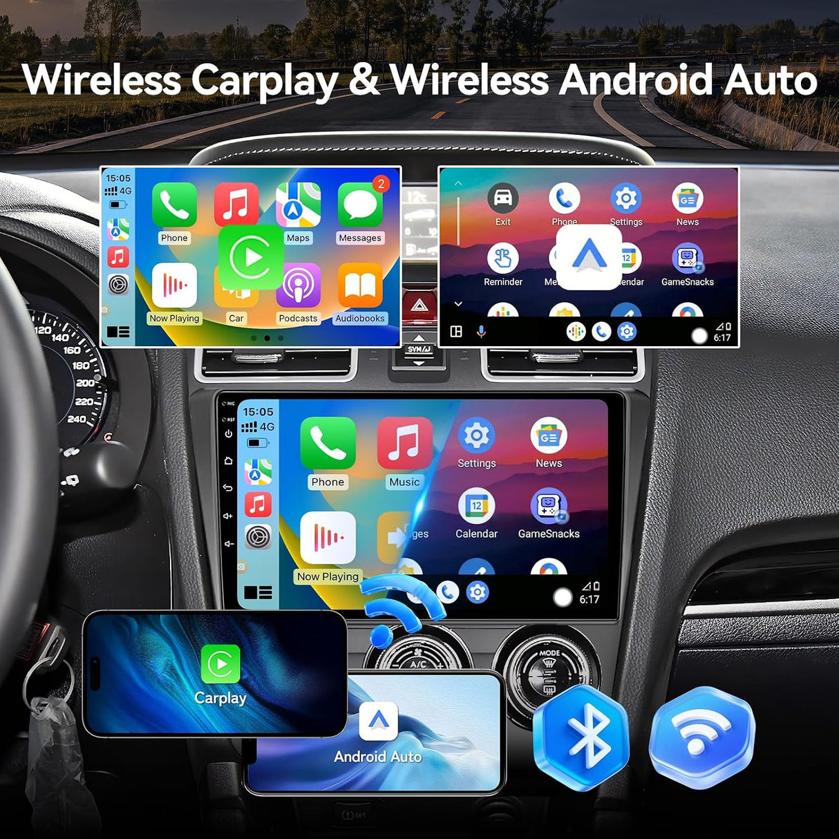 Android 13 Car Stereo Radio Compatible with Subaru Forester WRX Impreza STi Crosstrek 2016-2018 with Wireless CarPlay Android Auto 9" Screen, WiFi/Bluetooth/GPS/Backup Camera