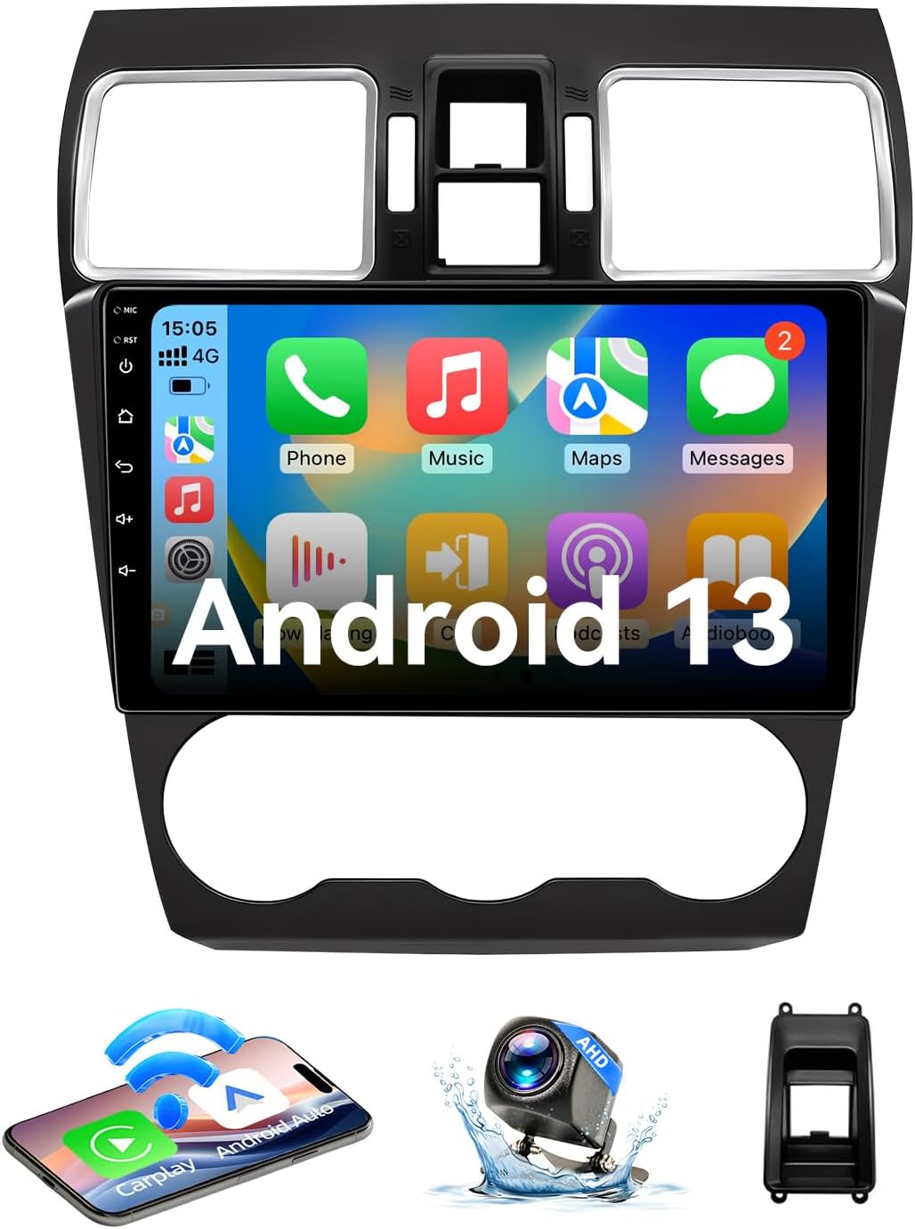 Android 13 Car Stereo Radio Compatible with Subaru Forester WRX Impreza STi Crosstrek 2016-2018 with Wireless CarPlay Android Auto 9" Screen, WiFi/Bluetooth/GPS/Backup Camera
