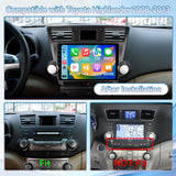 Car Radio for Toyota Highlander 2008-2013,10 Inch QLED Touch Screen Car Stereo with Carplay&Android Auto,WiFi,GPS Navigation,Bluetooth5.0,FM&AM Radio