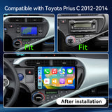 Car Stereo for Toyota Prius C 2012 2013 2014, Hikity 9'' Touch Screen Prius C Car Radio Wireless CarPlay Android Auto GPS Mirror Link 5G WiFi Bluetooth FM/EQ/RDS Backup Cam+MIC