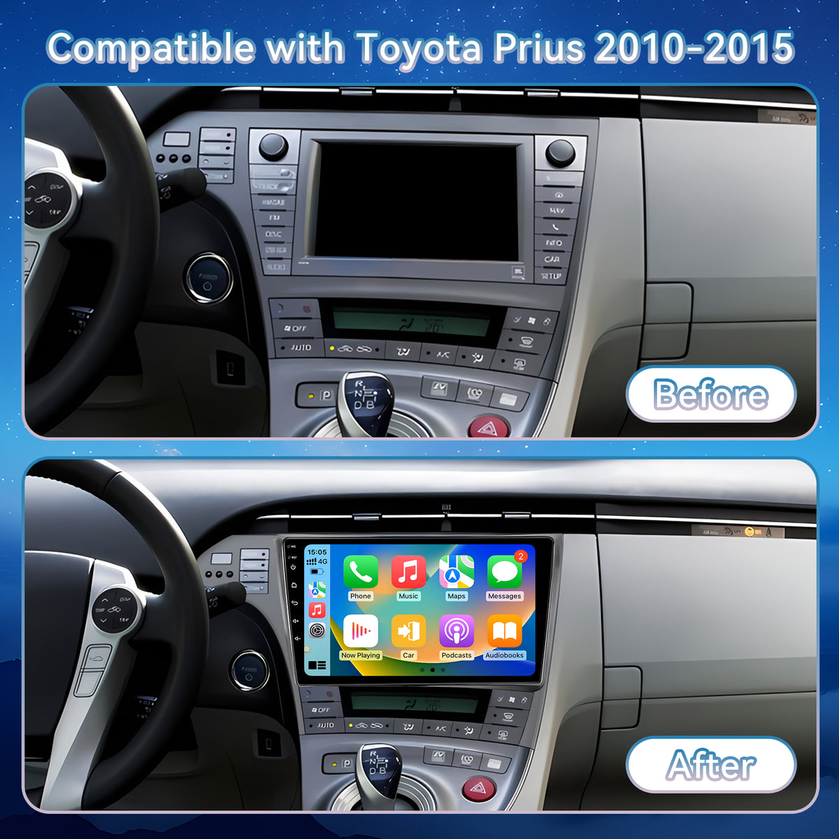 Car Radio for Toyota Prius 2010-2015,10 Inch Prius Stereo Support Carplay/Android Auto,GPS Navigation& Bluetooth,Backup Camera & SWC