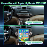 8Core 4GB+64GB Android 13 Car Radio for Toyota Highlander 2009 2010 2011 2012 2013, 12.1 Inch Highlander Stereo with Carplay & Android Auto