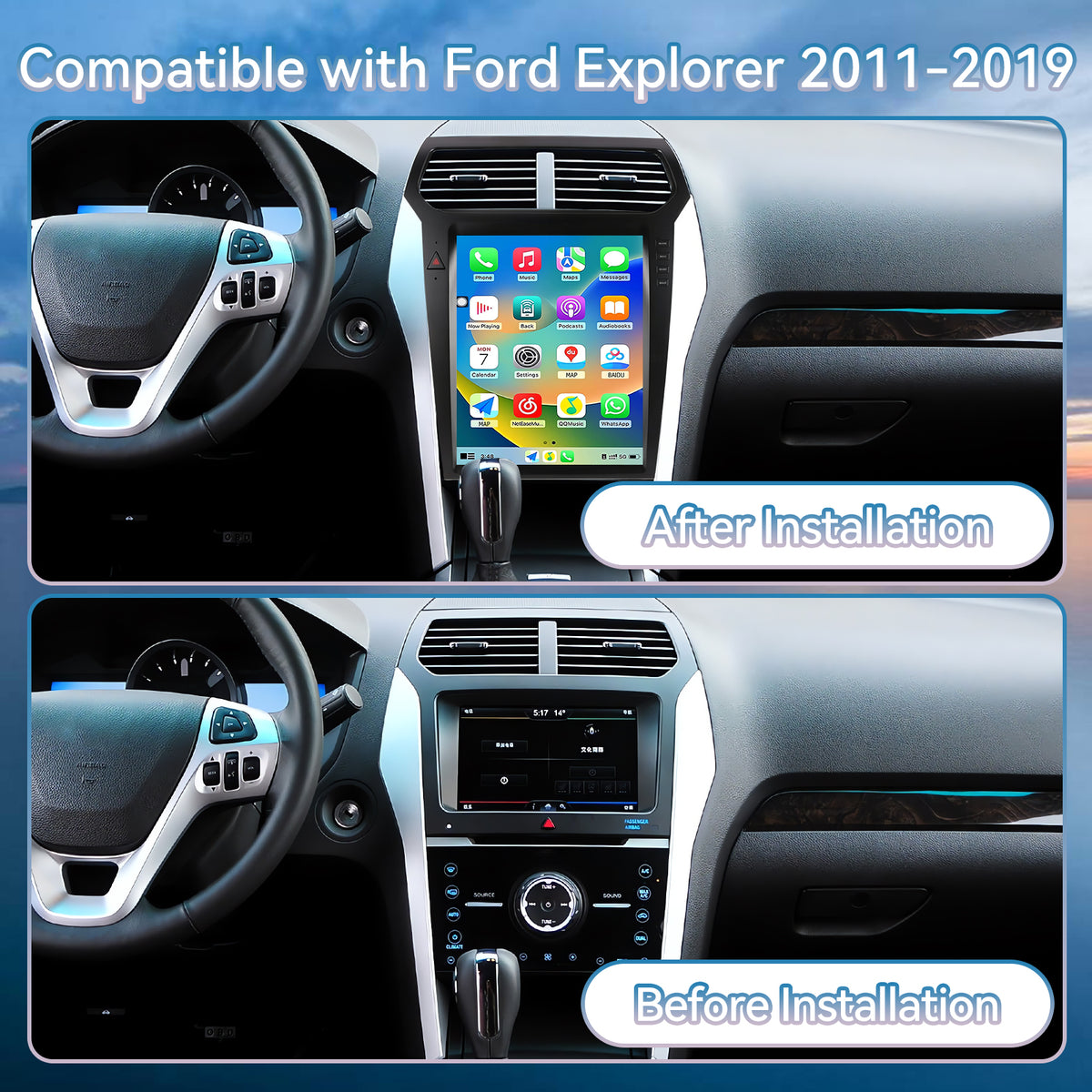 Car Stereo for 2011-2019 Ford Explorer with Wireless CarPlay/Android Auto/