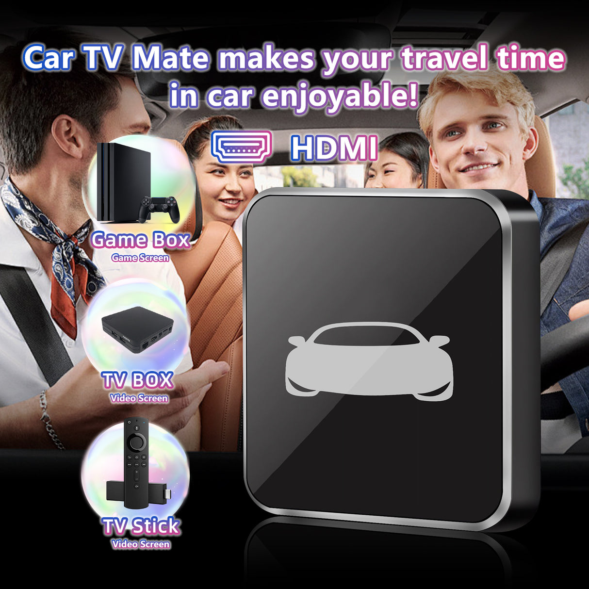 Fbinse Car TV Adapter Pro- HDMI Multimedia & Wireless CarPlay Adapter Supports Fire TV Stick, Google TV Stick for Cars with Factory wired CarPlay