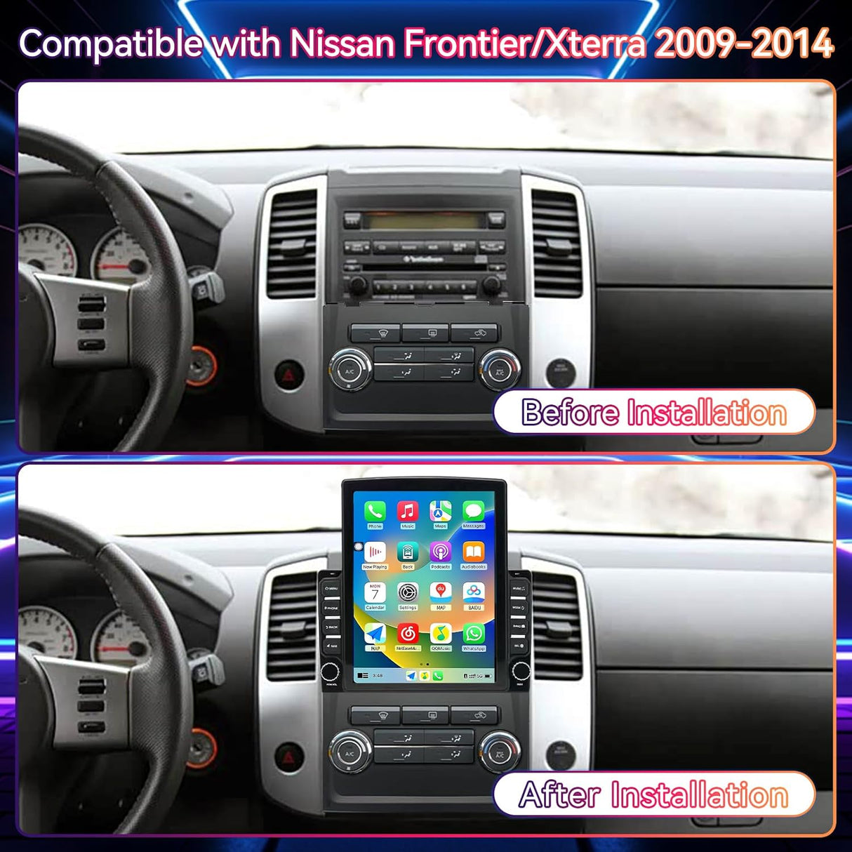 Car Stereo for Nissan Frontier/Xterra 2009-2014 | Wireless CarPlay/Android Auto |  2+64G