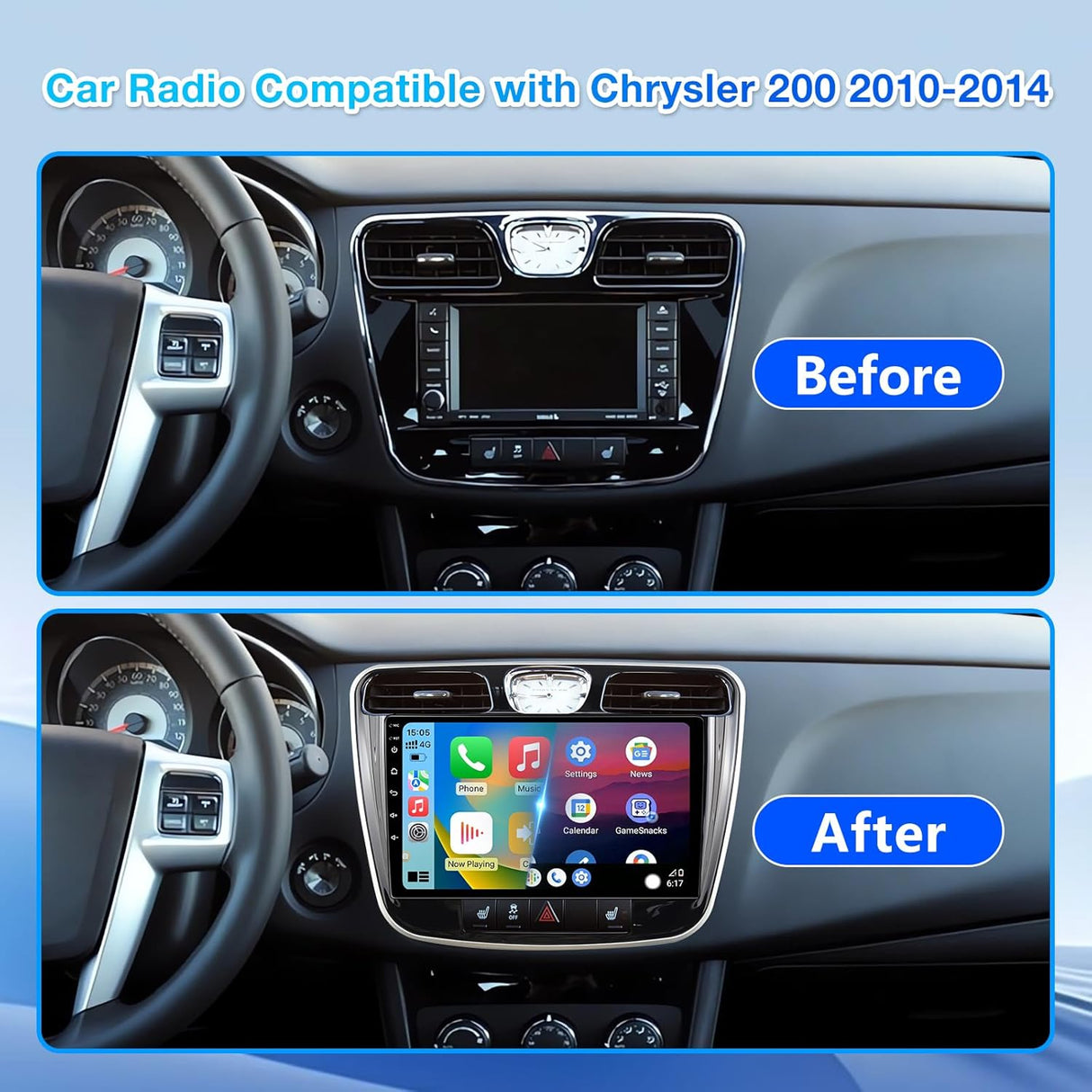 Android 13 Car Stereo for Chrysler 200 2011 -2014 with Wireless CarPlay & Android Auto
